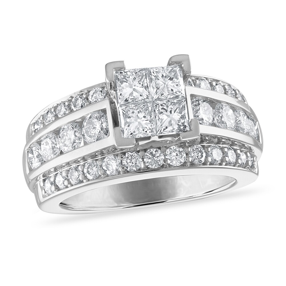 Diamond Engagement Ring 2-5/8 ct tw Princess/Round 14K White Gold rqlAf0lG