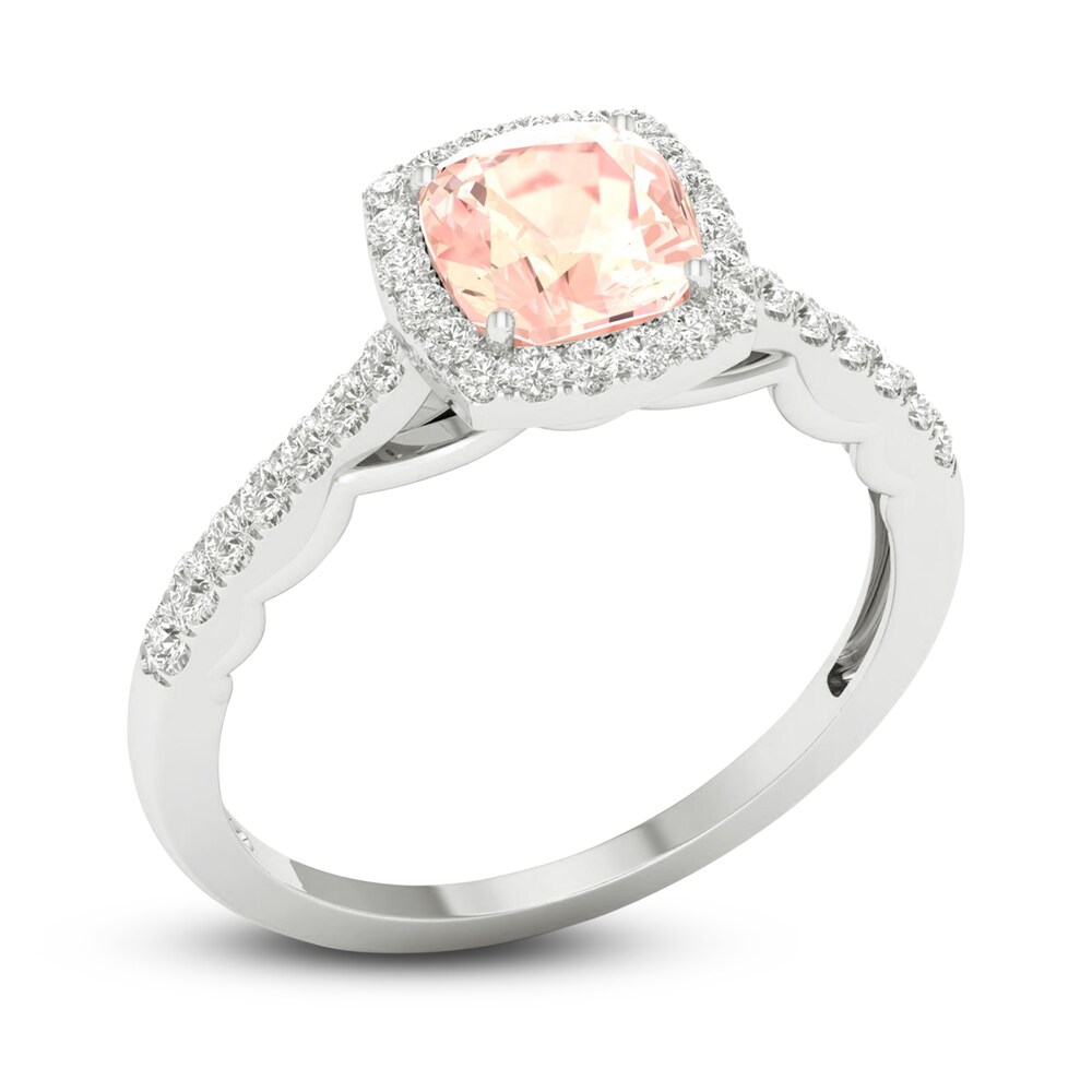 Natural Morganite Engagement Ring 1/4 ct tw Round/Cushion 14K White Gold sBxo9NN6