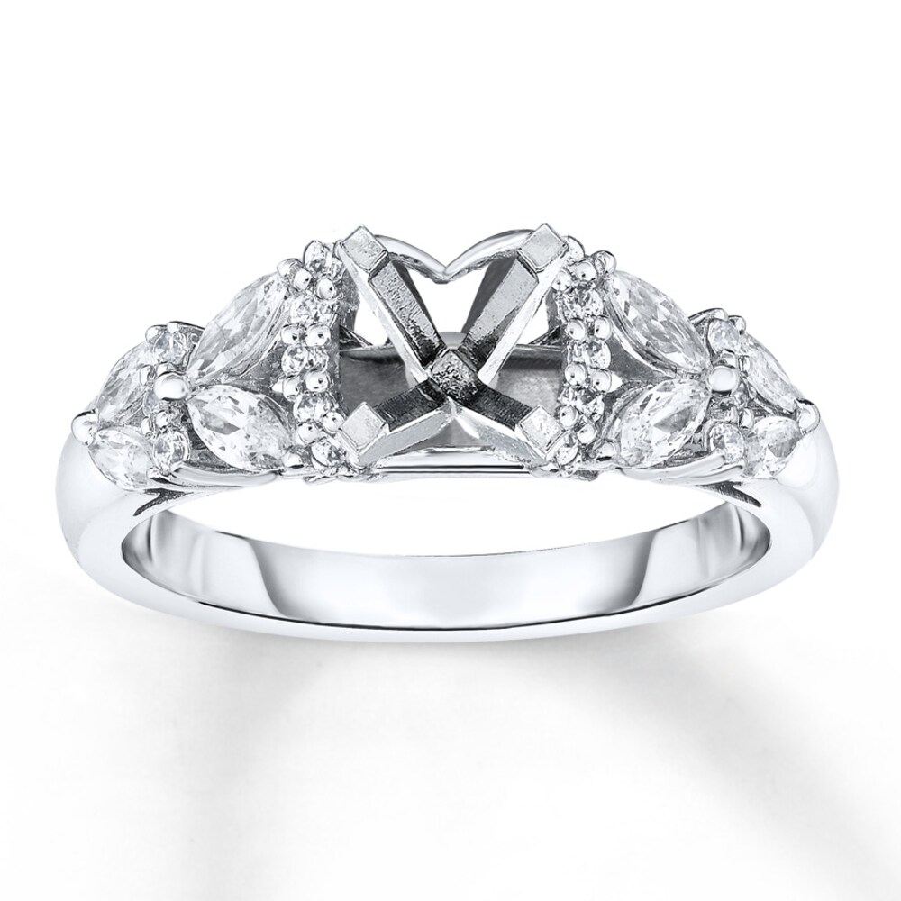 Diamond Ring Setting 3/4 ct tw Round/Marquise 14K White Gold sJioktmt [sJioktmt]