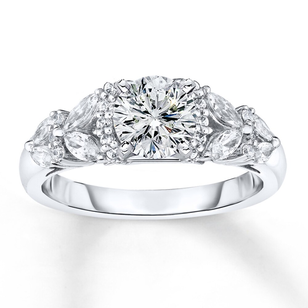 Diamond Ring Setting 3/4 ct tw Round/Marquise 14K White Gold sJioktmt