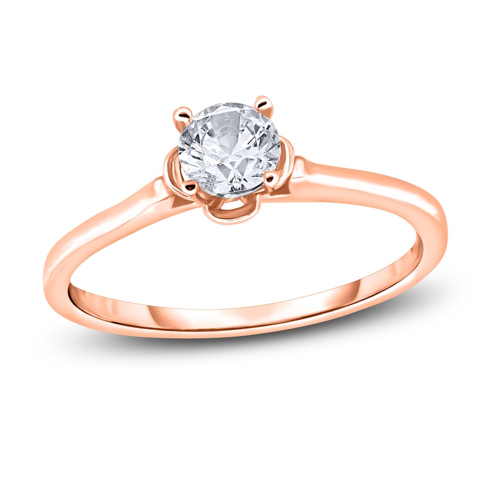 Diamond Solitaire Floral Engagement Ring 3/4 ct tw Round 14K Rose Gold (I2/I) sPY1uH2L