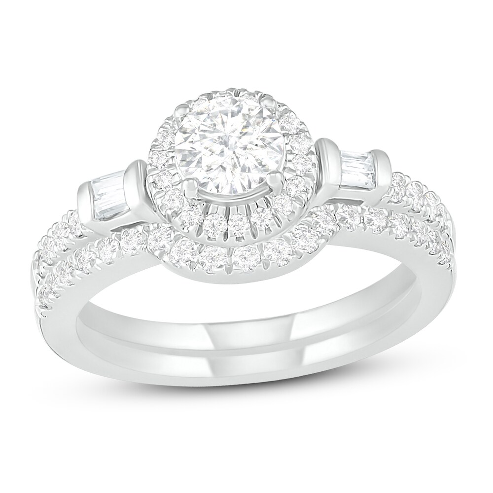 Diamond Bridal Set 1 ct tw Round/Baguette 14K White Gold sSsqErkS