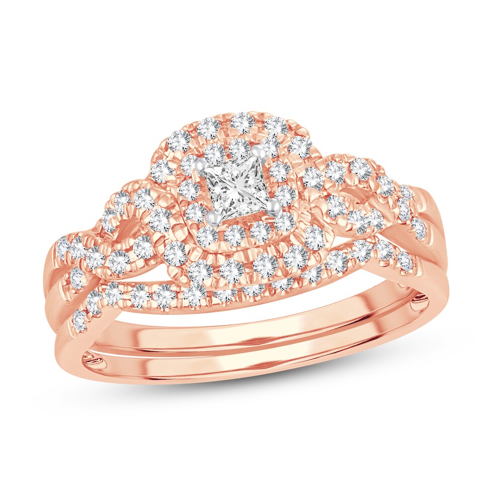 Diamond Ring 1/2 ct tw Princess 14K Rose Gold sbKHKhnf