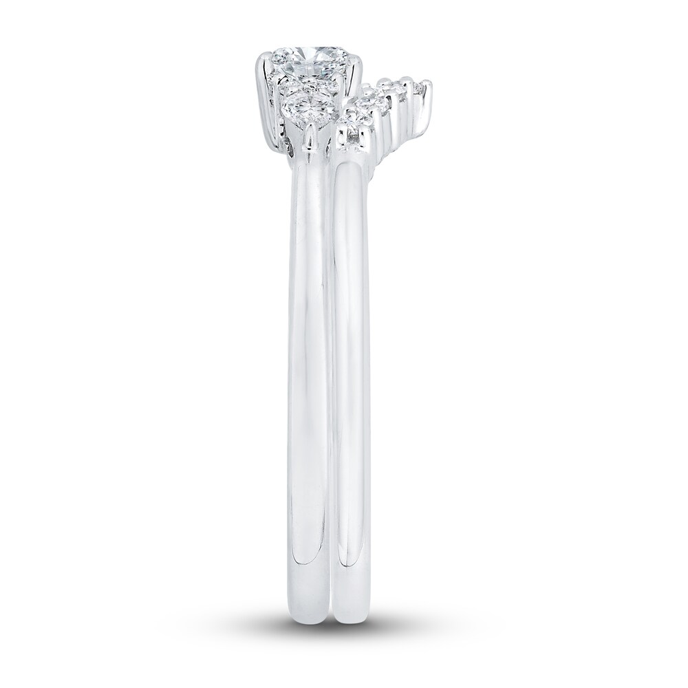 Diamond Engagement Ring 5/8 ct tw Cushion/Round/Pear-shaped 14K White Gold sjKF8W7j