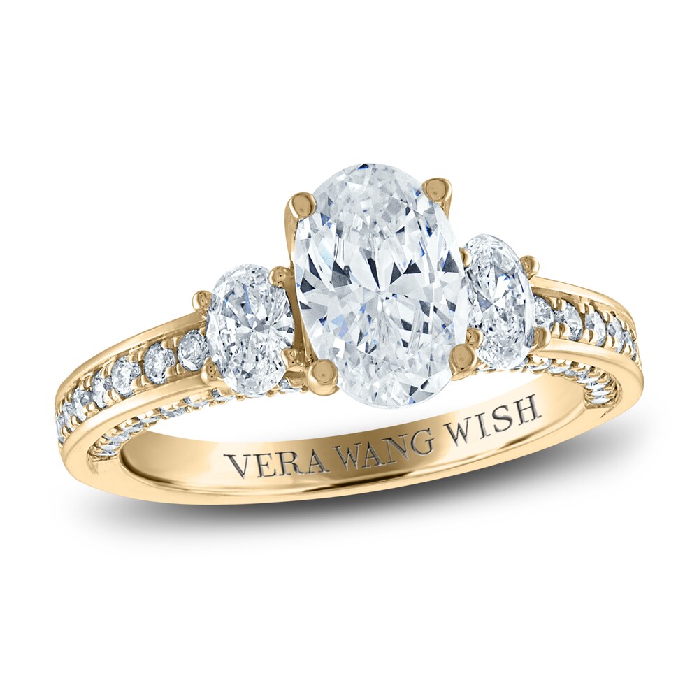 Vera Wang WISH Diamond Engagement Ring 2-1/4 ct tw Oval/Round 18K Yellow Gold soo3mMBj