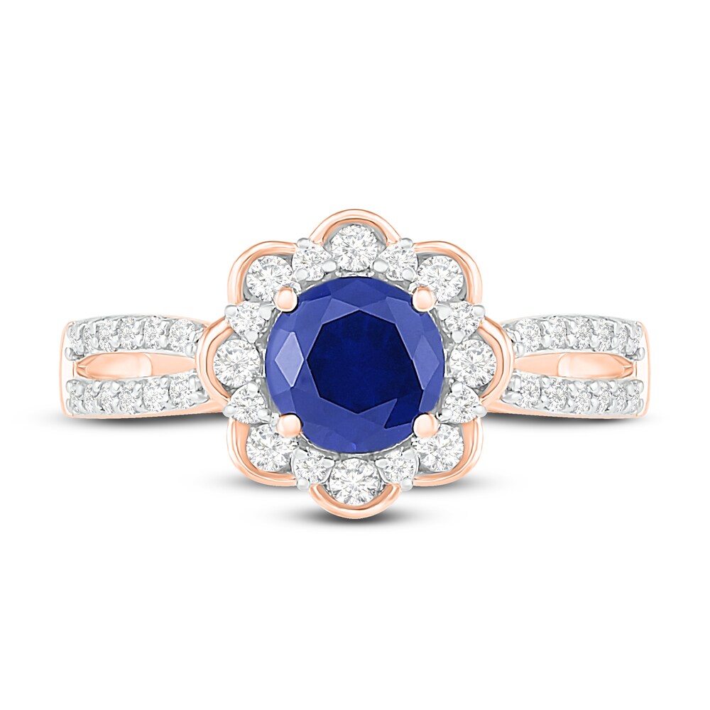 Natural Blue Sapphire Engagement Ring 3/8 ct tw Diamonds 14K Rose Gold spO3XWCe