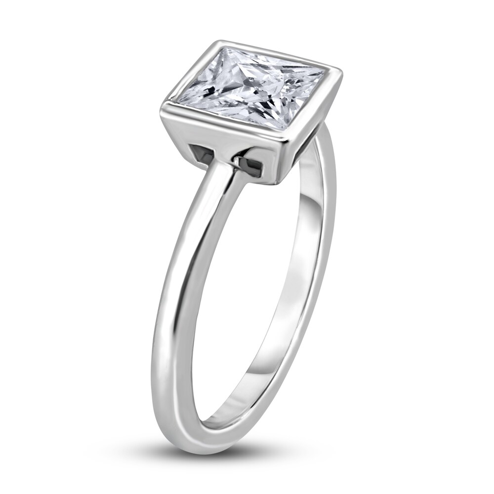 Diamond Solitaire Engagement Ring 2 ct tw Bezel-Set Princess 14K White Gold (I2/I) svLxiQ1M