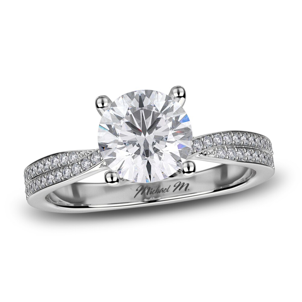 Michael M Diamond Engagement Ring Setting 1/5 ct tw Round 18K White Gold (Center diamond is sold separately) t2Czclto