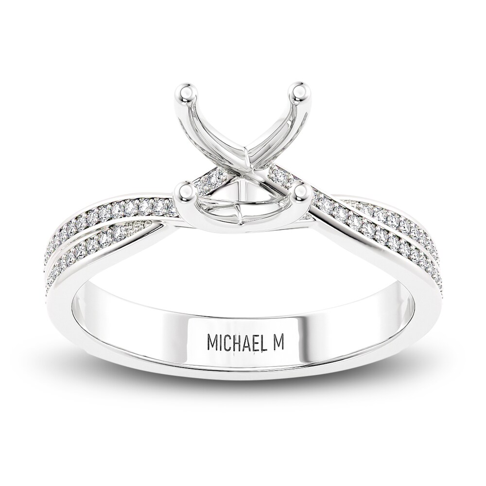 Michael M Diamond Engagement Ring Setting 1/5 ct tw Round 18K White Gold (Center diamond is sold separately) t2Czclto