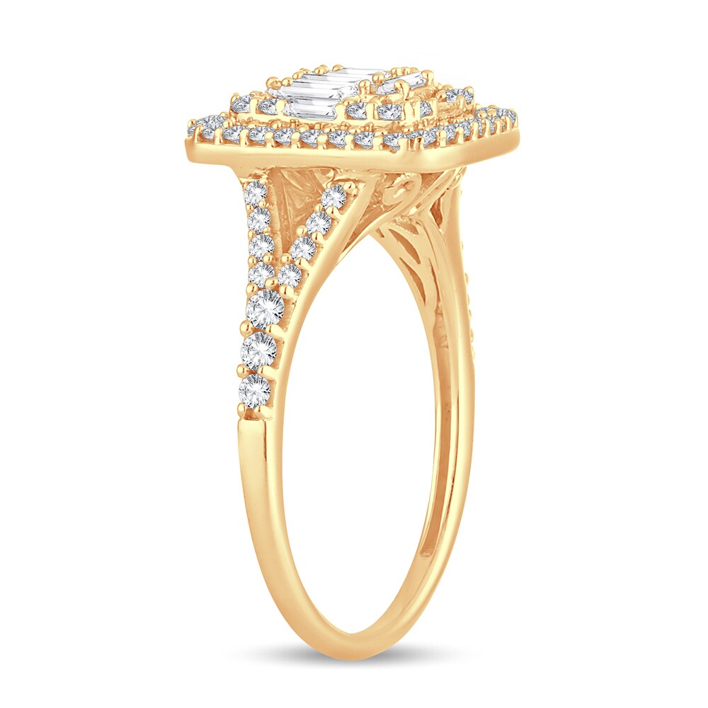 Diamond Ring 3/4 ct tw Round/Baguette 14K Yellow Gold t30kRjbD