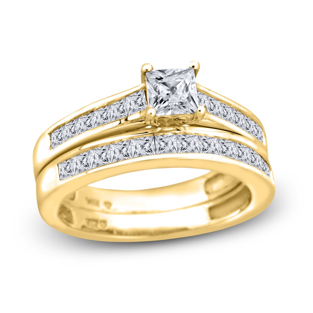 Diamond Bridal Set 1-1/2 ct tw Princess 14K Yellow Gold t7YOGMG1