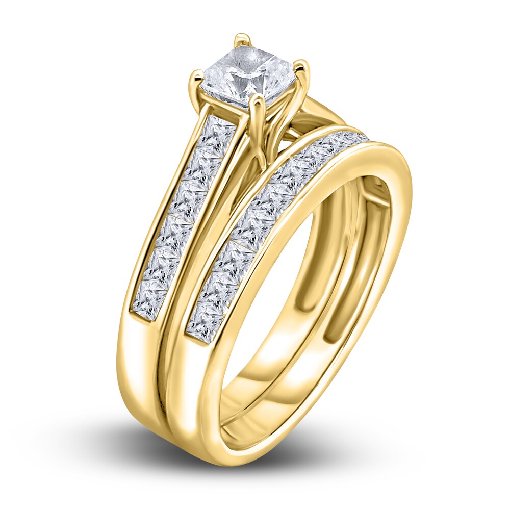 Diamond Bridal Set 1-1/2 ct tw Princess 14K Yellow Gold t7YOGMG1