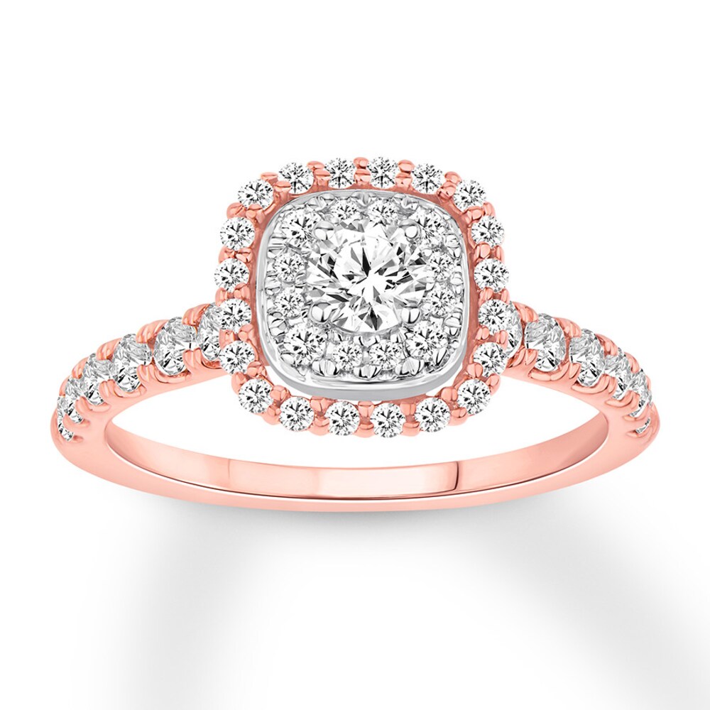 Diamond Engagement Ring 7/8 carat tw Round 14K Rose Gold tBtmHNsh