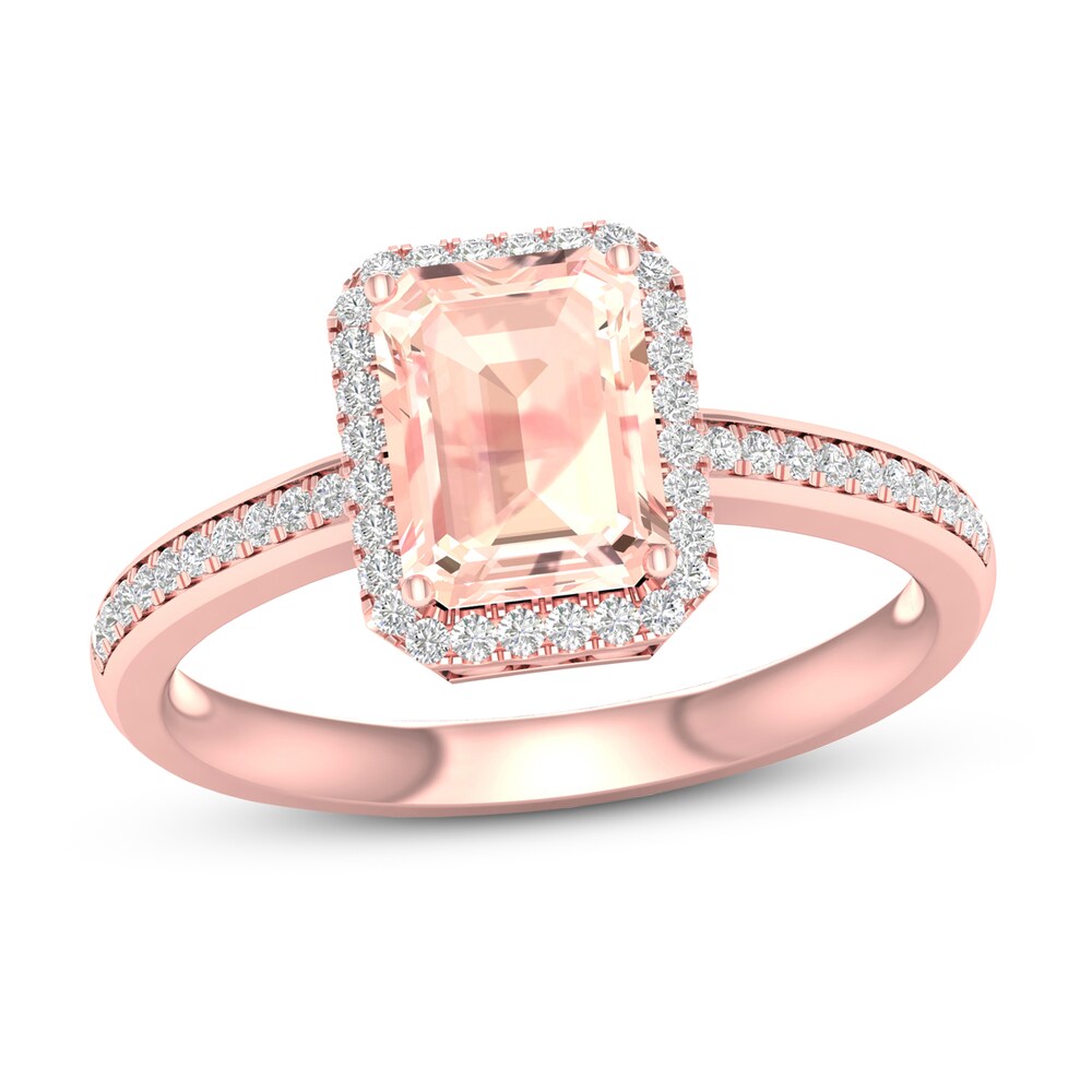 Natural Morganite Engagement Ring 1/6 ct tw Diamonds 14K Rose Gold tGT2x6BP
