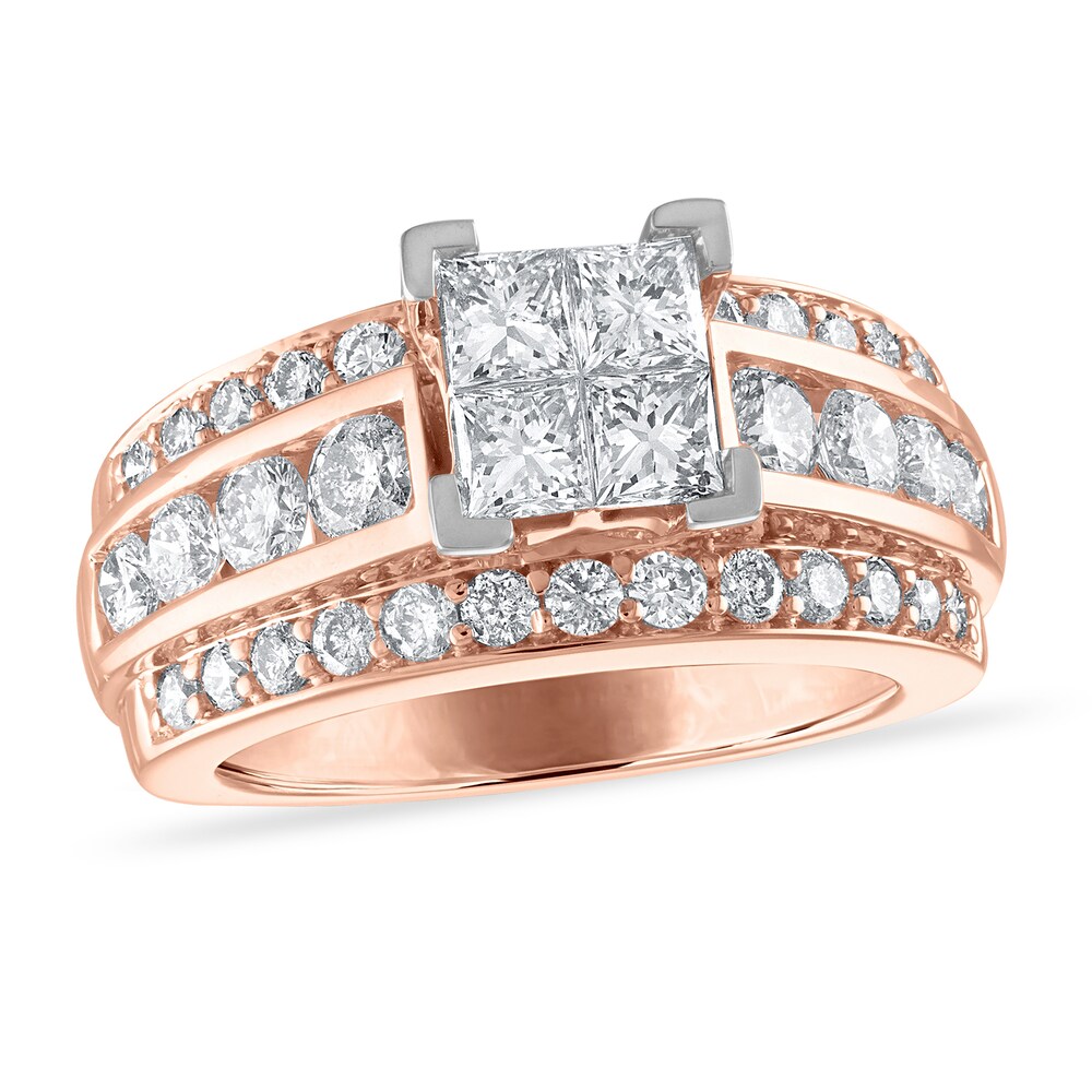 Diamond Engagement Ring 2-5/8 ct tw Princess/Round 14K Rose Gold tI6Vofis