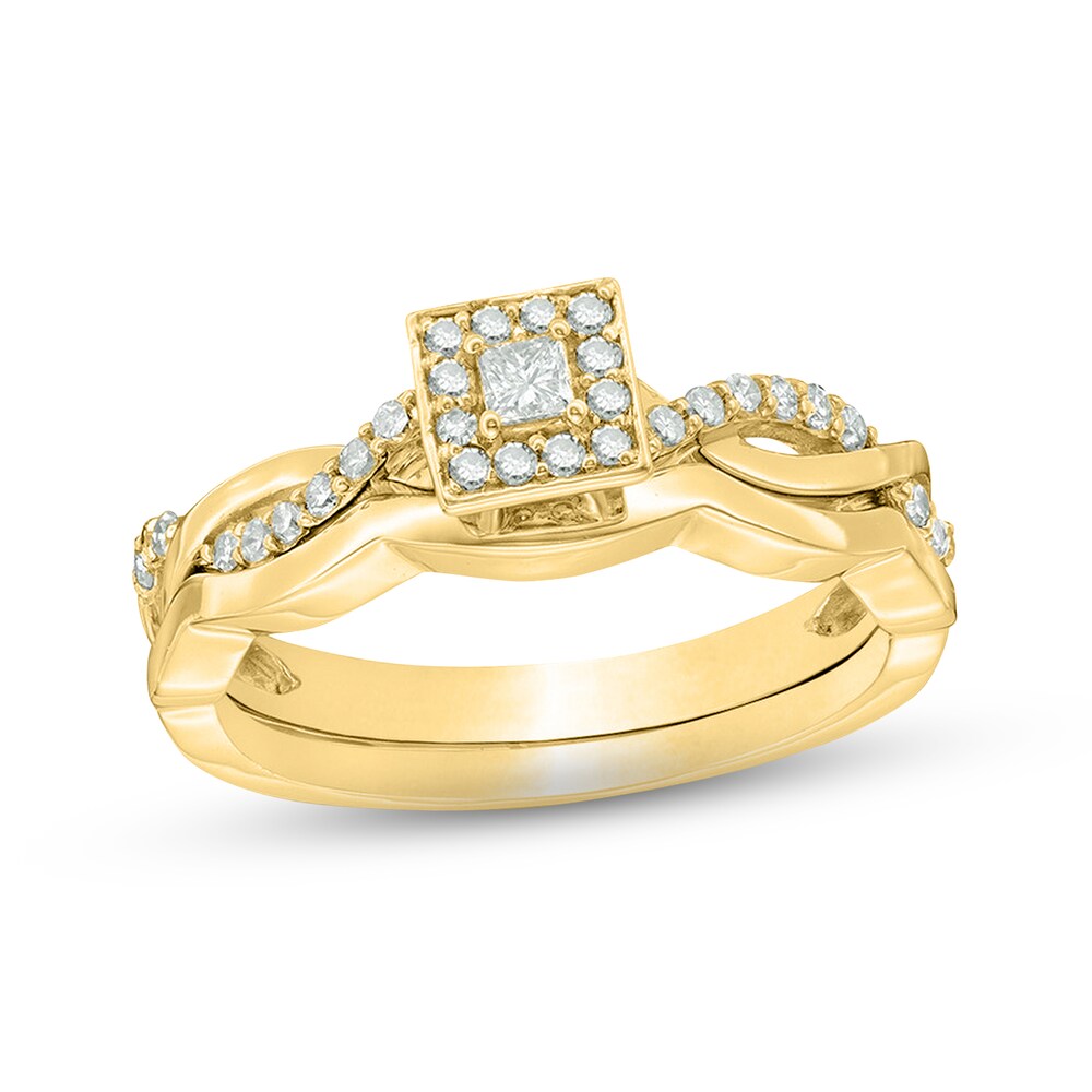 Diamond Bridal Set 3/8 ct tw Princess/Round 14K Yellow Gold tIeleYtm