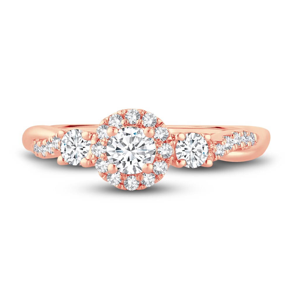 Diamond Halo Ring 3/8 ct tw Round 14K Rose Gold tLqnjVqX