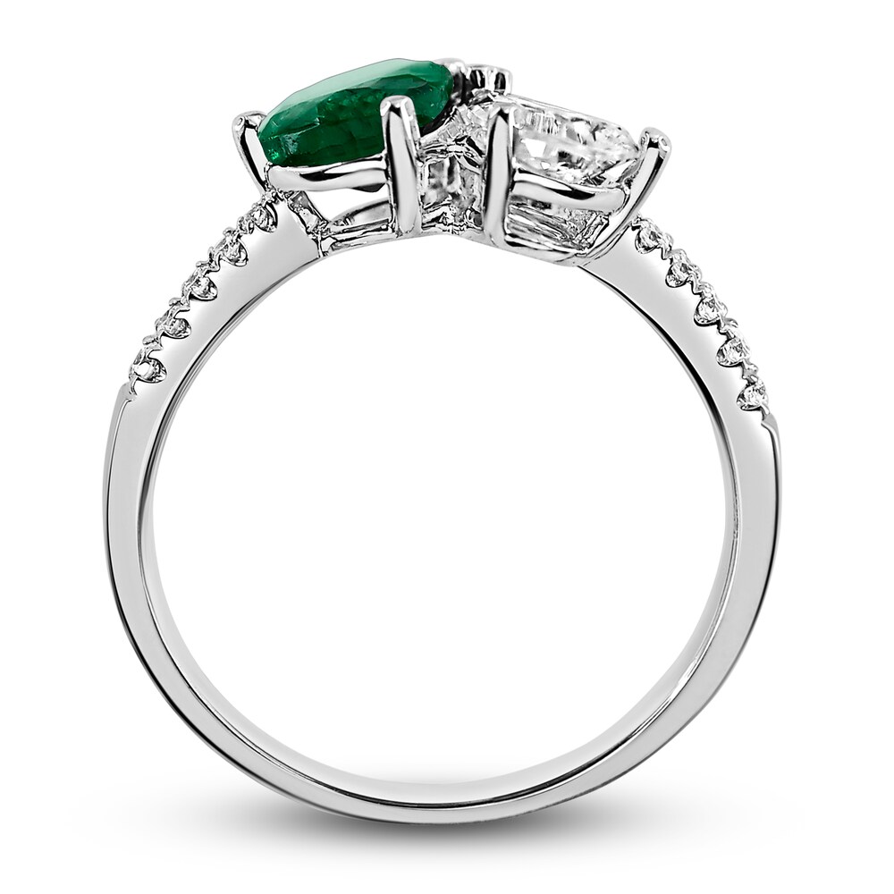 Natural Emerald Engagement Ring 1/2 ct tw Diamonds 14K White Gold tNetD9ir