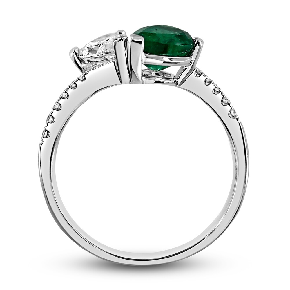 Natural Emerald Engagement Ring 1/2 ct tw Diamonds 14K White Gold tNetD9ir