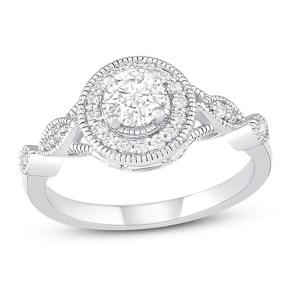 Diamond Engagement Ring 1/2 ct tw Round 14K White Gold tiWORlyJ