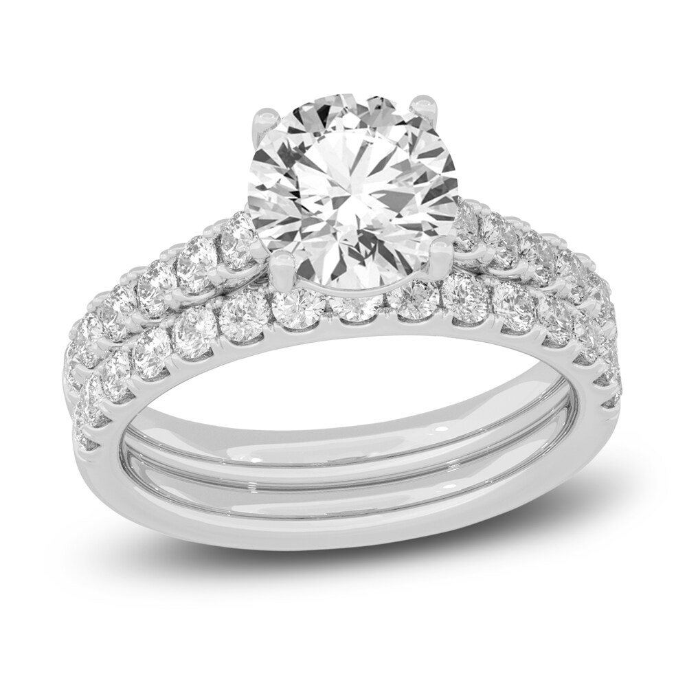 Lab-Created Diamond Bridal Set 3 ct tw Round 14K White Gold tjeEYlmn