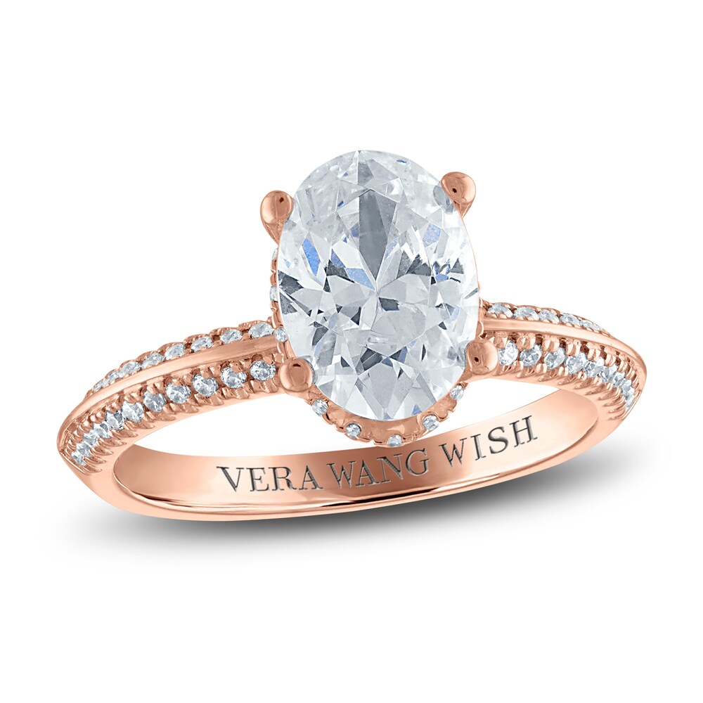 Vera Wang WISH Diamond Engagement Ring 2-1/4 ct tw Oval/Round 18K Rose Gold tkQUnCMY