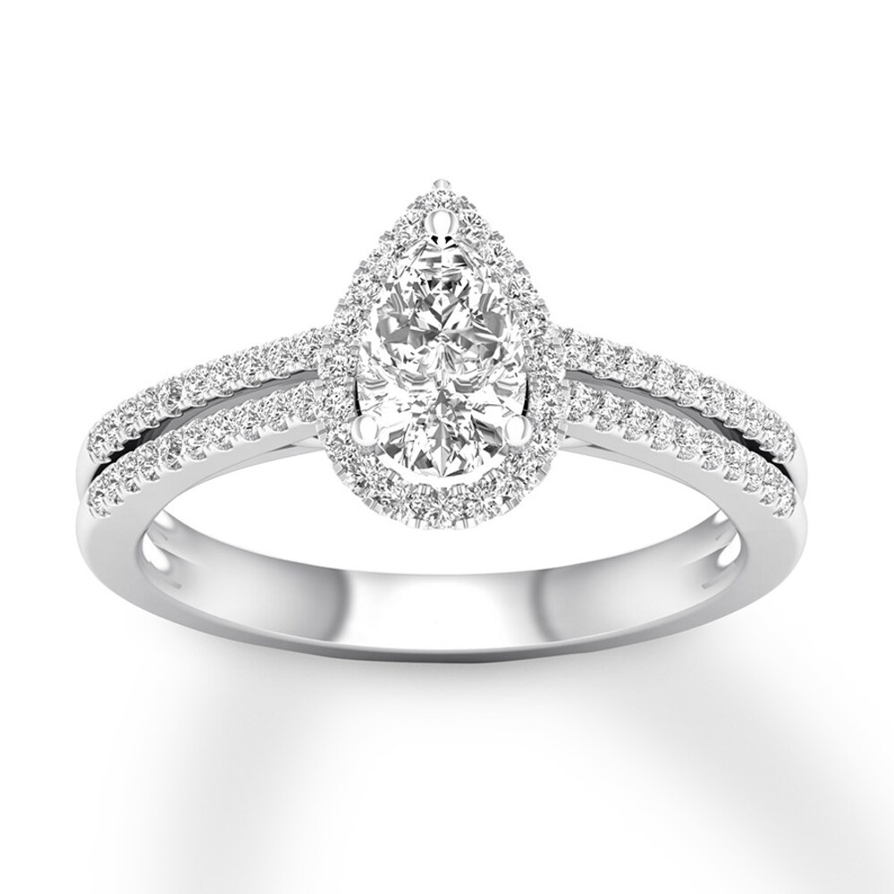 Diamond Engagement Ring 3/4 ct tw Pear-shaped 14K White Gold ttnp6tOh