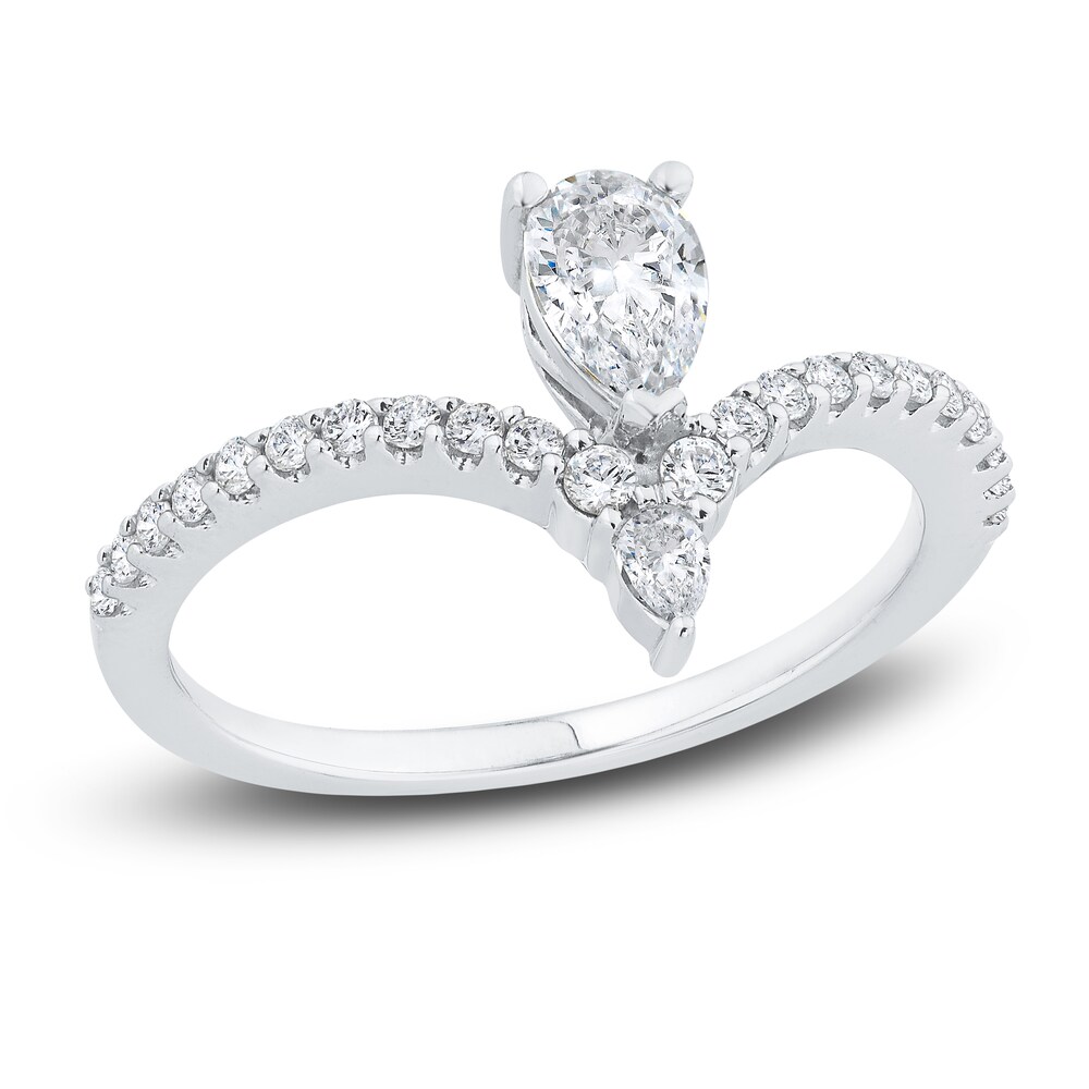 Diamond Engagement Ring 3/4 ct tw Pear/Round 14K White Gold tyxdcSuh