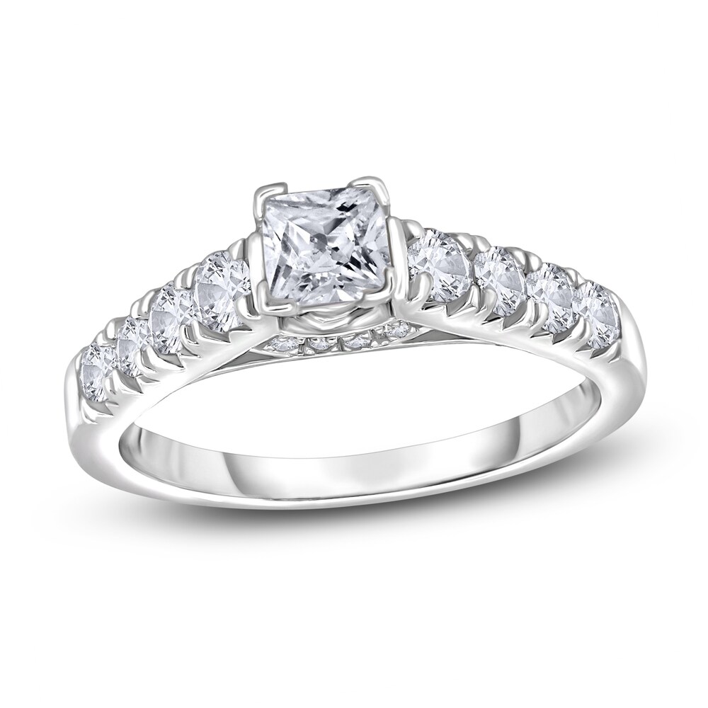 Diamond Engagement Ring 1-1/2 ct tw Princess/Round 14K White Gold u7pRooR7