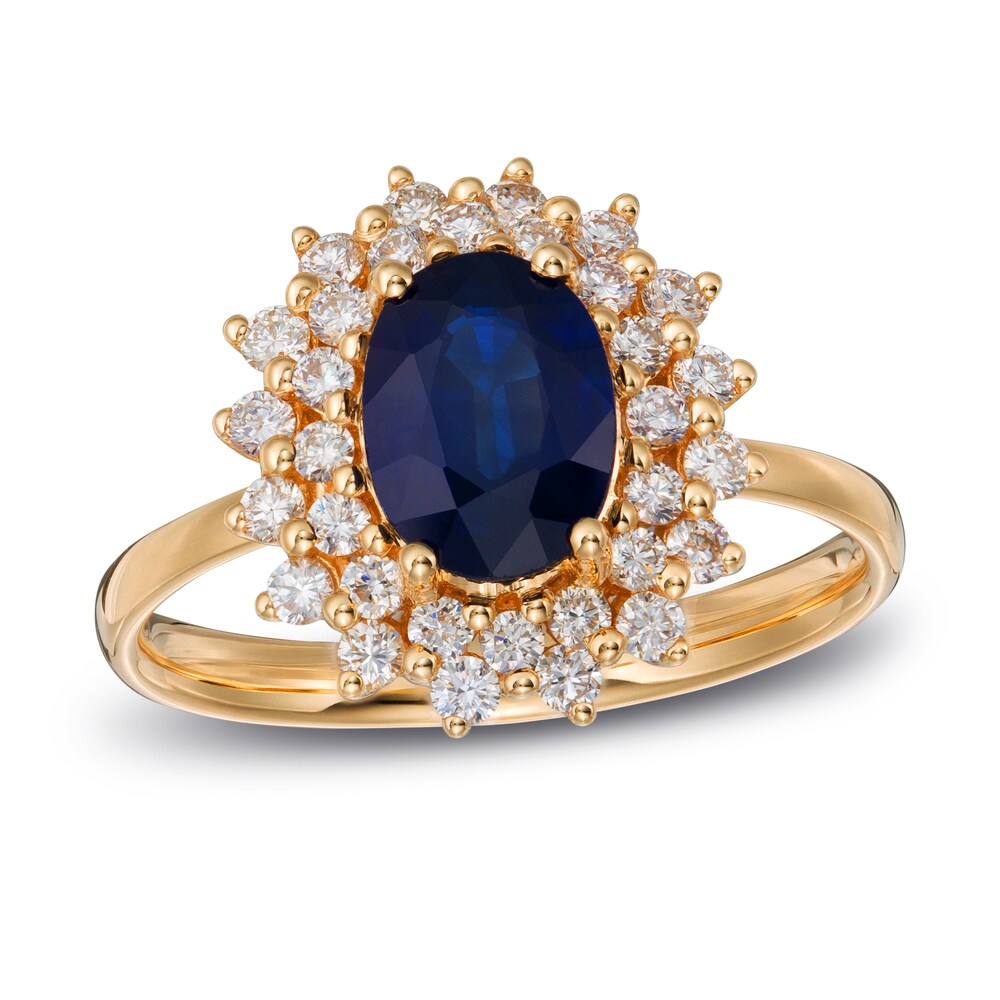 LALI Jewels Natural Blue Sapphire Engagement Ring 1/4 ct tw Diamonds 14K Yellow Gold u8l3eAWC