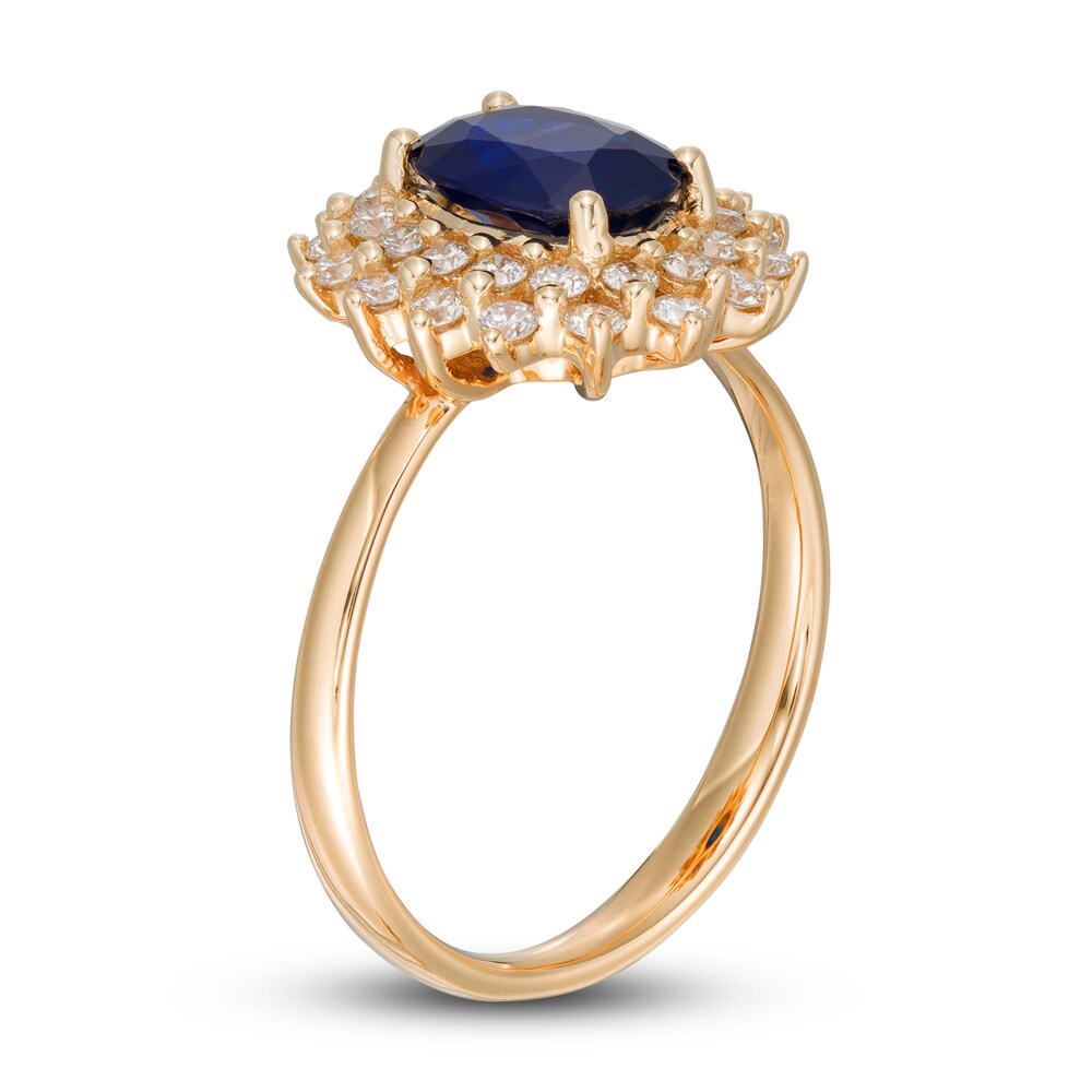LALI Jewels Natural Blue Sapphire Engagement Ring 1/4 ct tw Diamonds 14K Yellow Gold u8l3eAWC