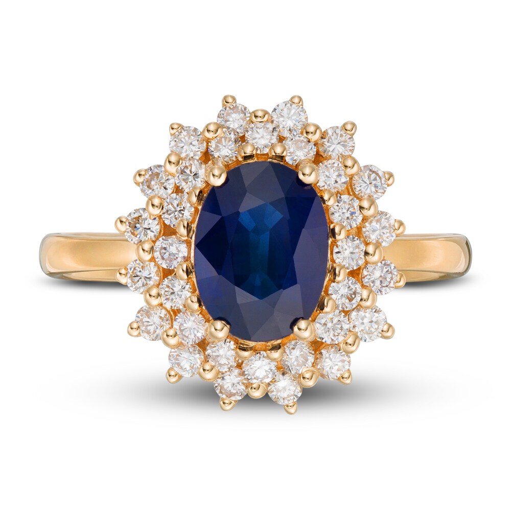 LALI Jewels Natural Blue Sapphire Engagement Ring 1/4 ct tw Diamonds 14K Yellow Gold u8l3eAWC