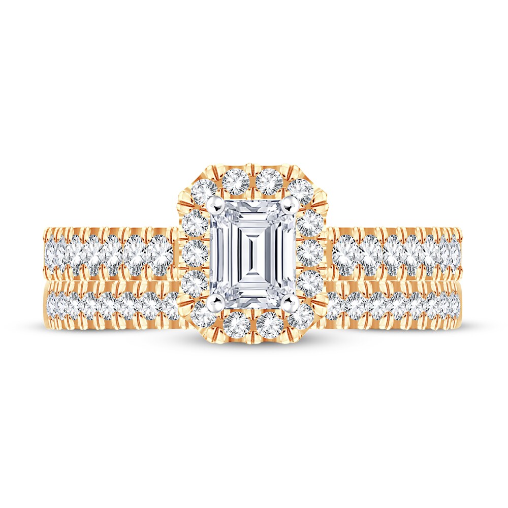 Diamond Bridal Set 1 ct tw Emerald/Round-cut 14K Yellow Gold u9uWthPe