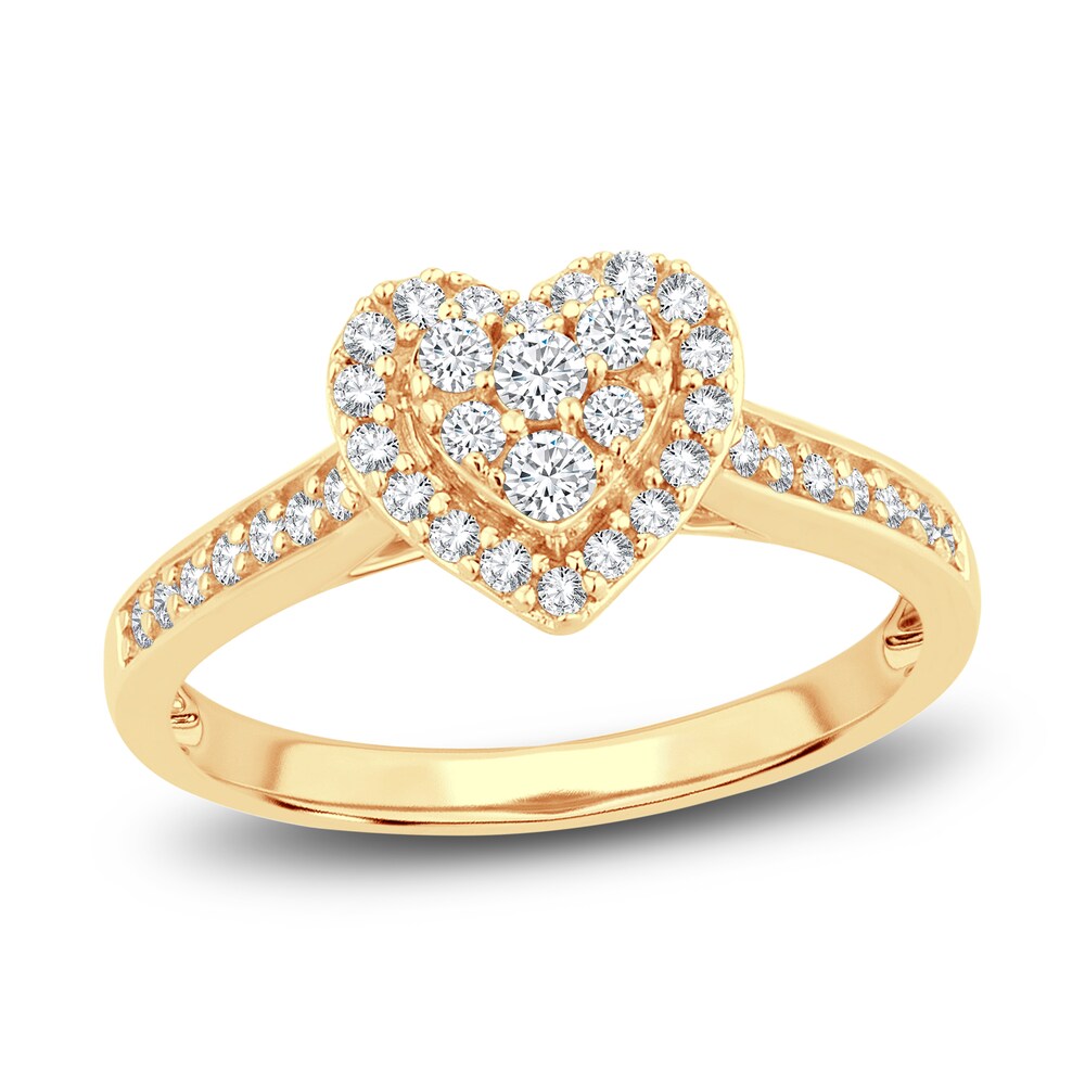 Diamond Heart Ring 3/8 ct tw Round 14K Yellow Gold uBJekyn8