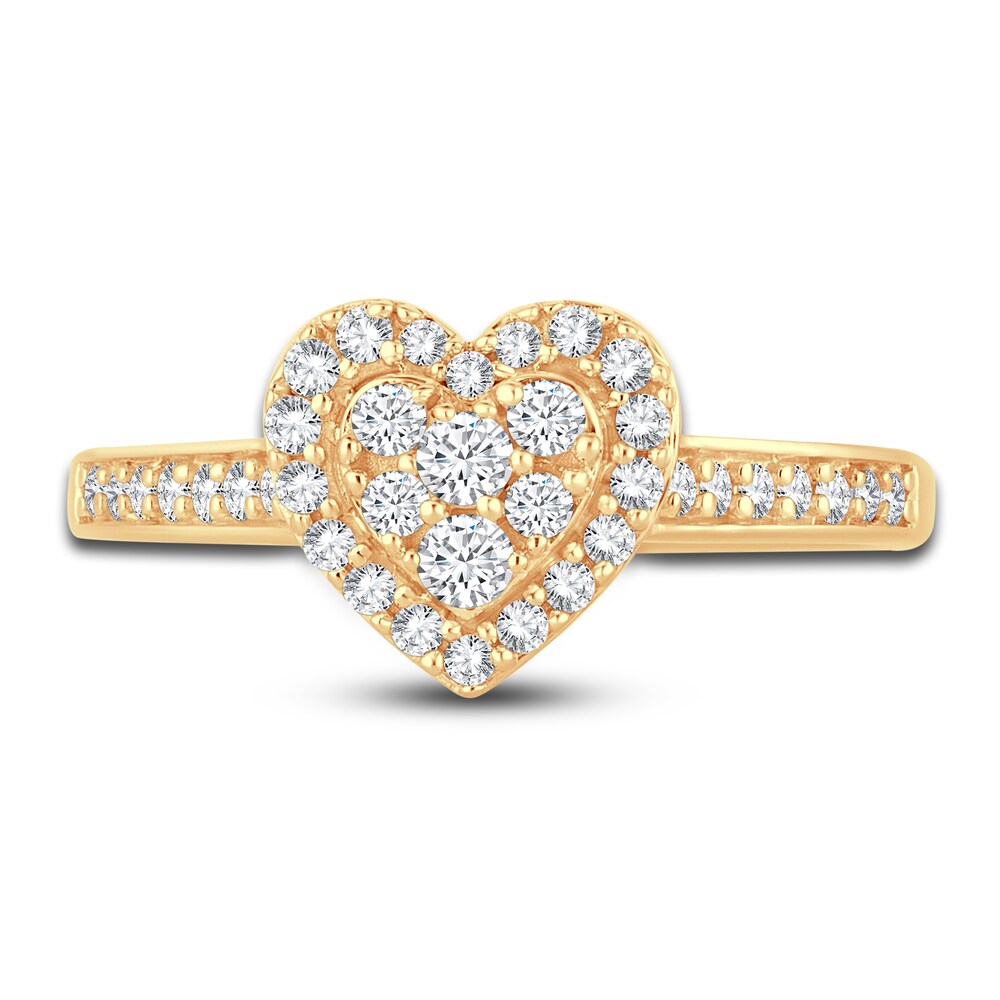 Diamond Heart Ring 3/8 ct tw Round 14K Yellow Gold uBJekyn8