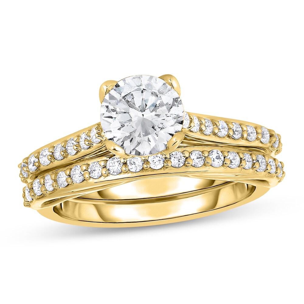 Diamond Bridal Set 1-1/2 ct tw Round 14K Yellow Gold uS1ljLqd