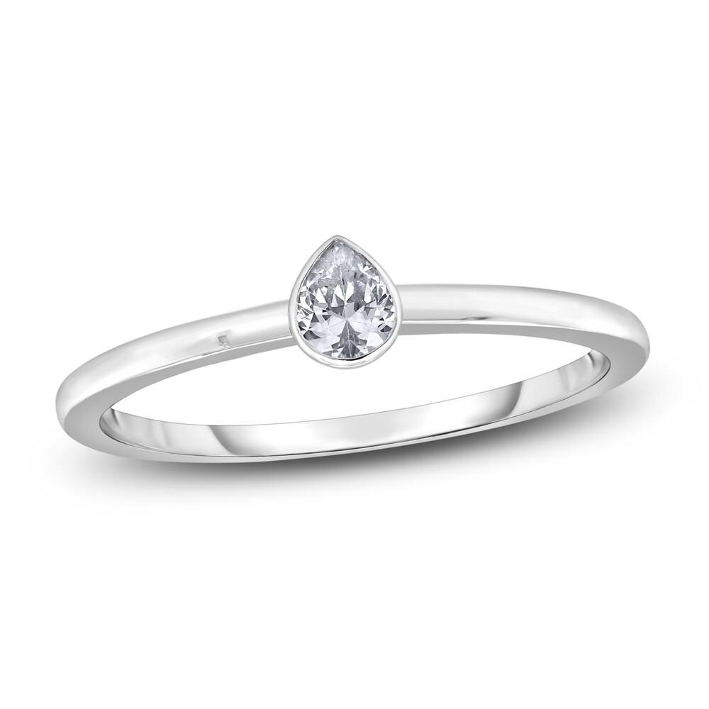 Diamond Solitaire Engagement Ring 1/4 ct tw Bezel-Set Pear-cut 14K White Gold (I2/I) uTmxtgZy