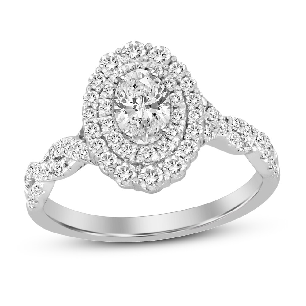 Diamond Engagement Ring 1 ct tw Oval/Round 14K White Gold ubFTEwLR