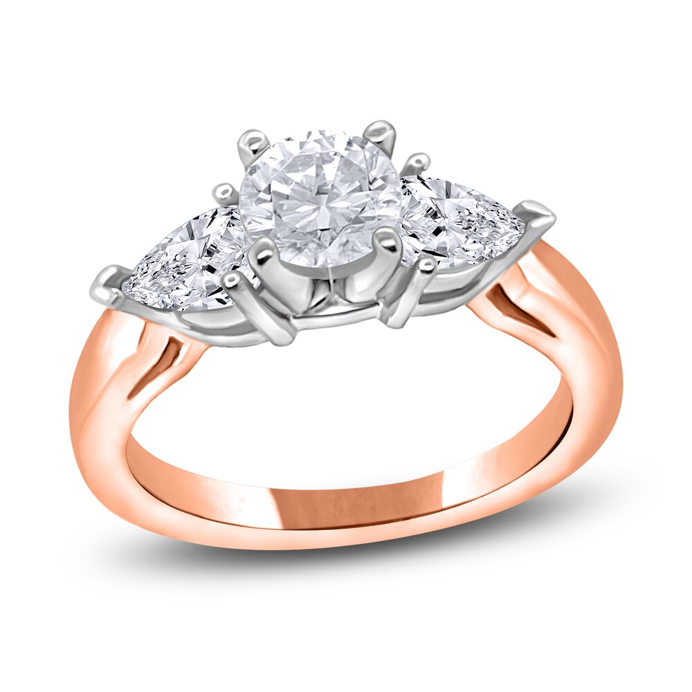 Diamond 3-Stone Engagement Ring 1 ct tw Round/Pear 14K Two-Tone Gold ukL6MAi2