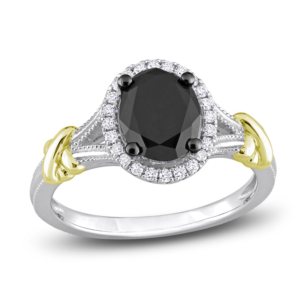 Black Diamond Y-Knot Ring 2-1/8 ct tw Oval/Round 14K Two-Tone Gold umYQfqYB