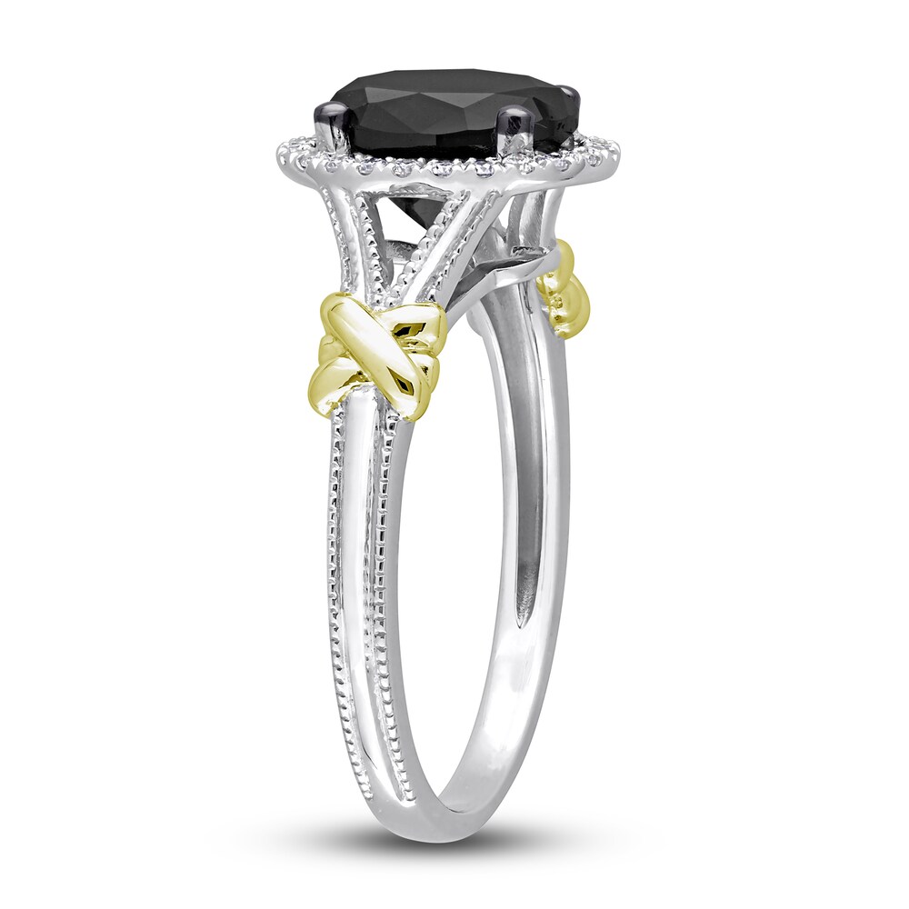 Black Diamond Y-Knot Ring 2-1/8 ct tw Oval/Round 14K Two-Tone Gold umYQfqYB