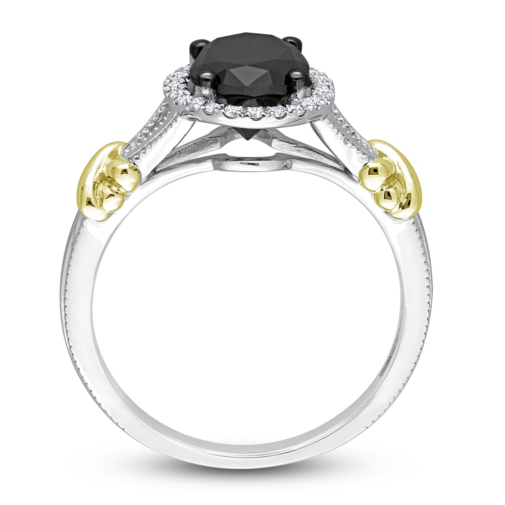 Black Diamond Y-Knot Ring 2-1/8 ct tw Oval/Round 14K Two-Tone Gold umYQfqYB