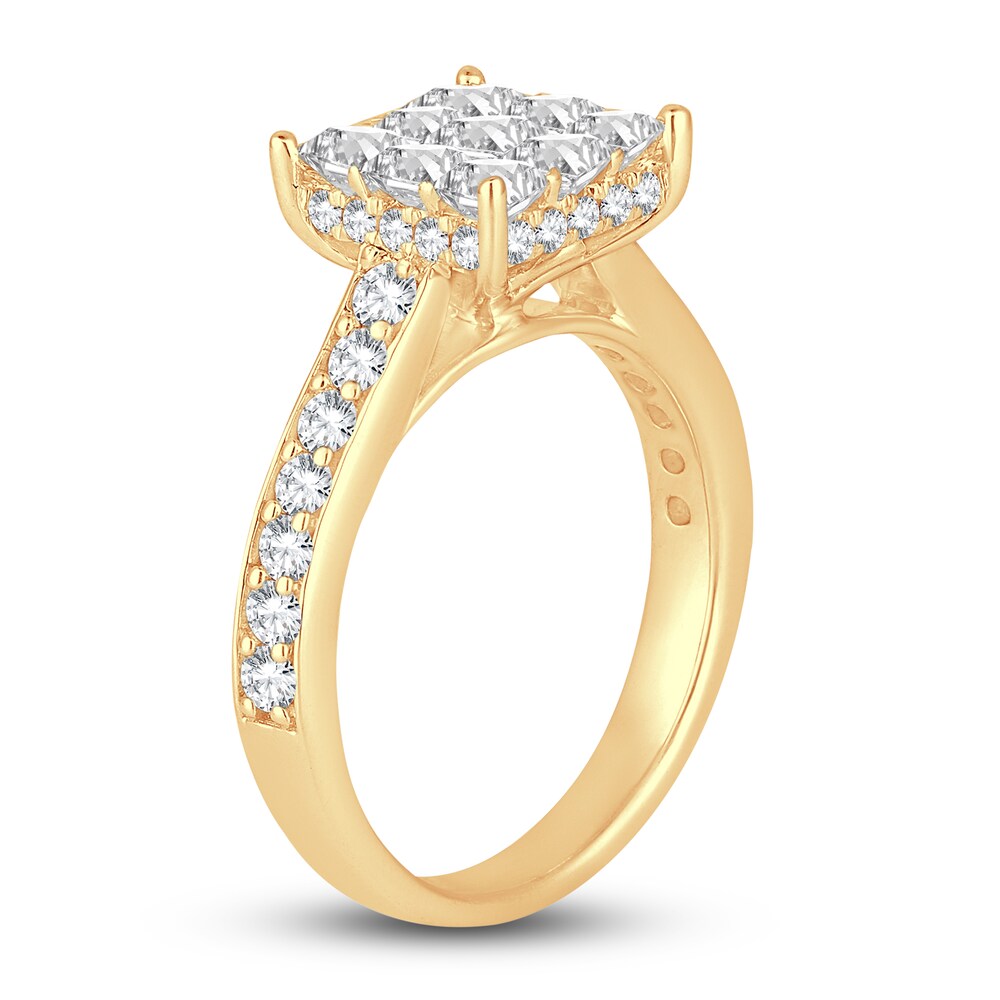 Diamond Engagement Ring 1 3/4 ct tw Princess/Round 14K Yellow Gold uzso5C3R