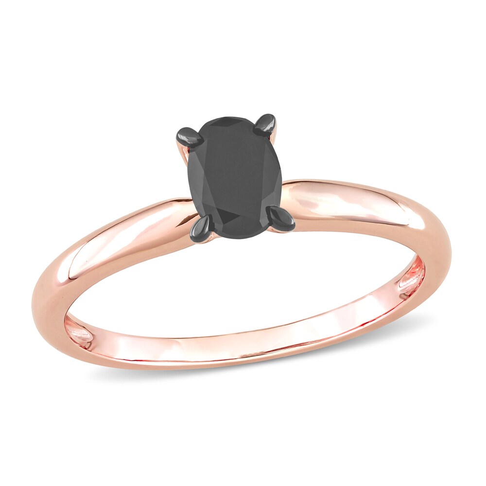 Black Diamond Solitaire Engagement Ring 1/2 ct tw Oval-cut 14K Rose Gold v0FpLV99