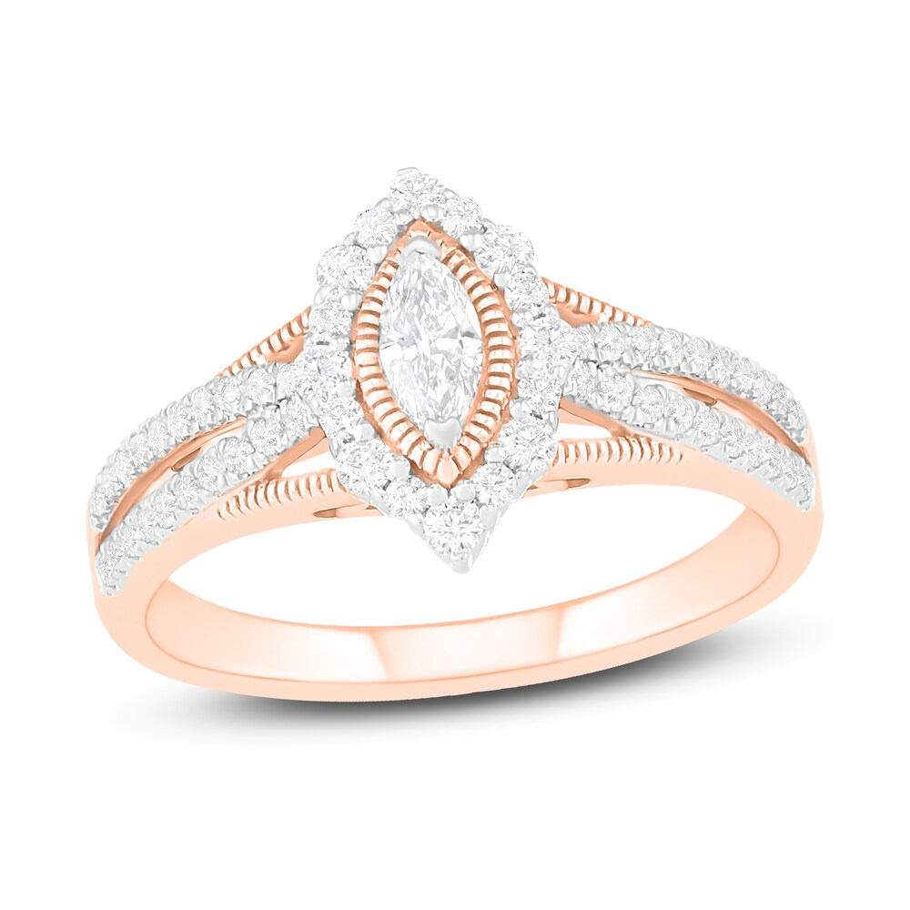 Diamond Engagement Ring 3/4 ct tw Round 14K Rose Gold v2hxXjdL