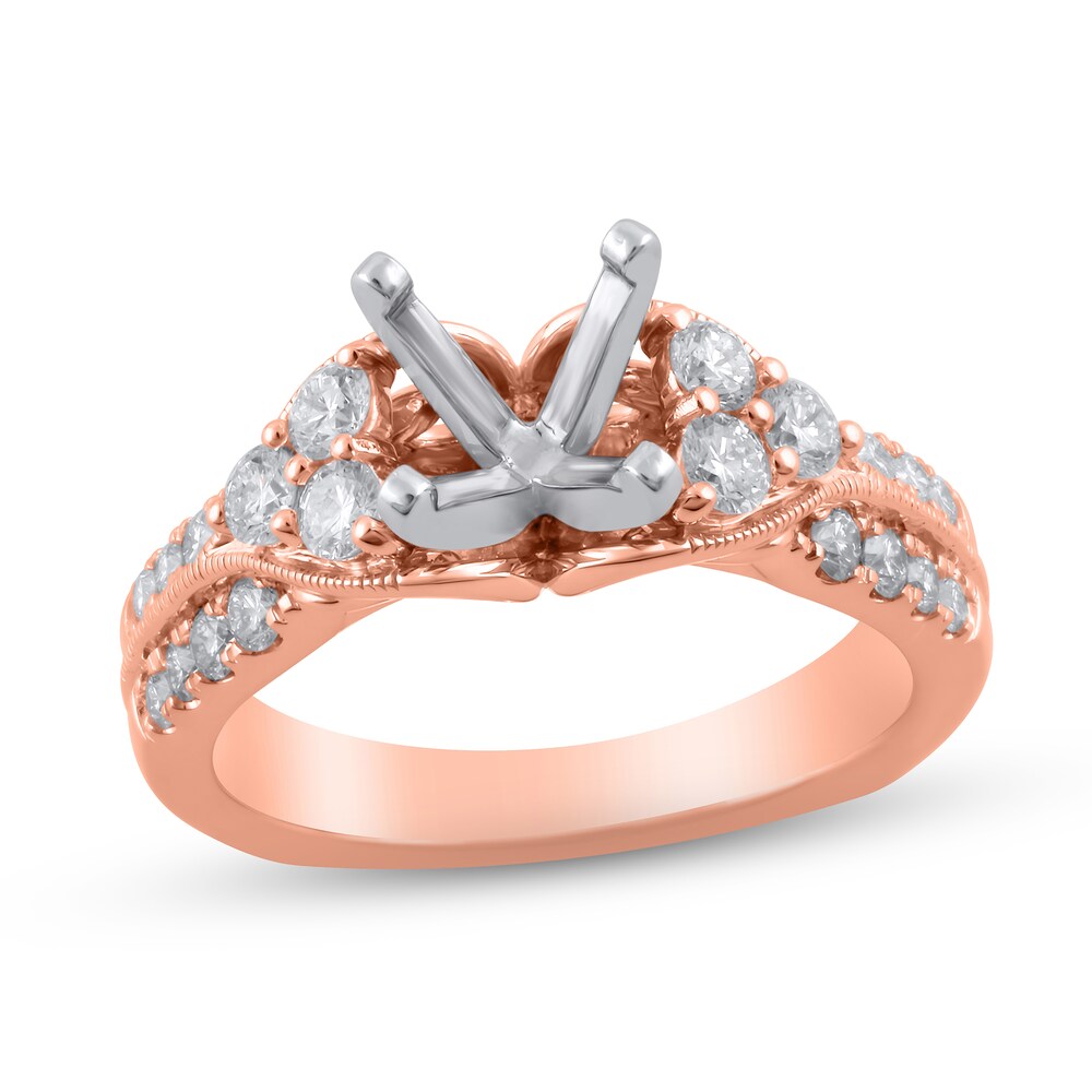 Hearts Desire Diamond Engagement Ring Setting 3/4 ct tw Round 18K Rose Gold vB1nbi2u