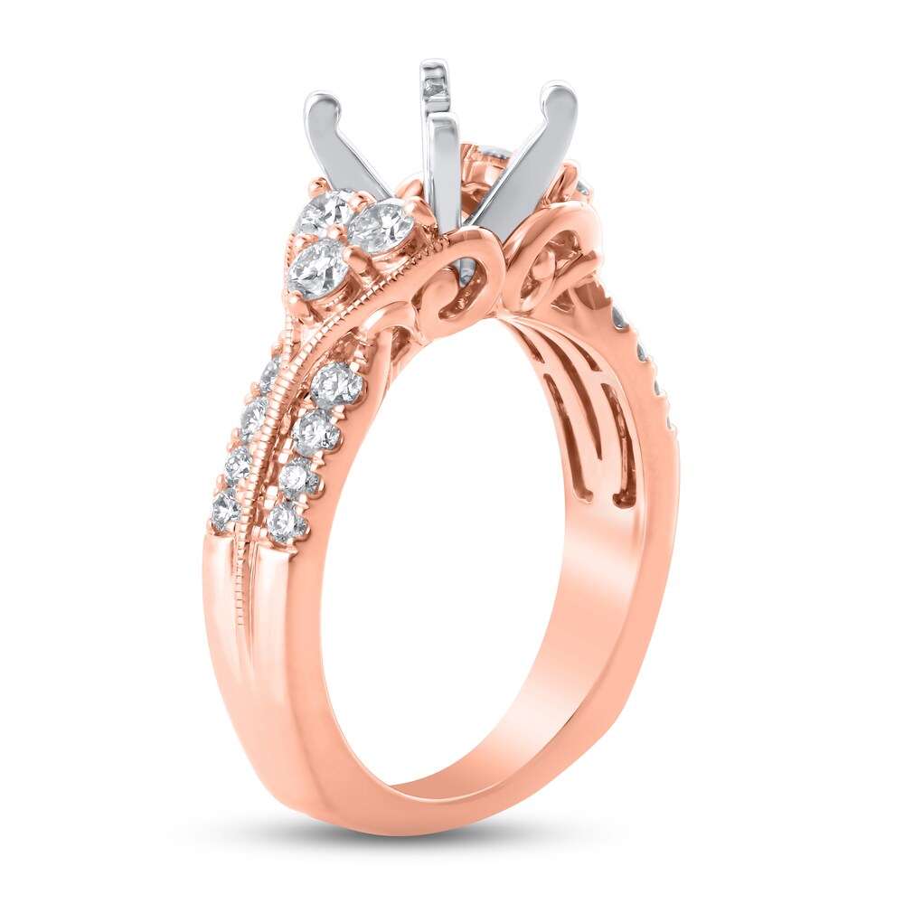 Hearts Desire Diamond Engagement Ring Setting 3/4 ct tw Round 18K Rose Gold vB1nbi2u