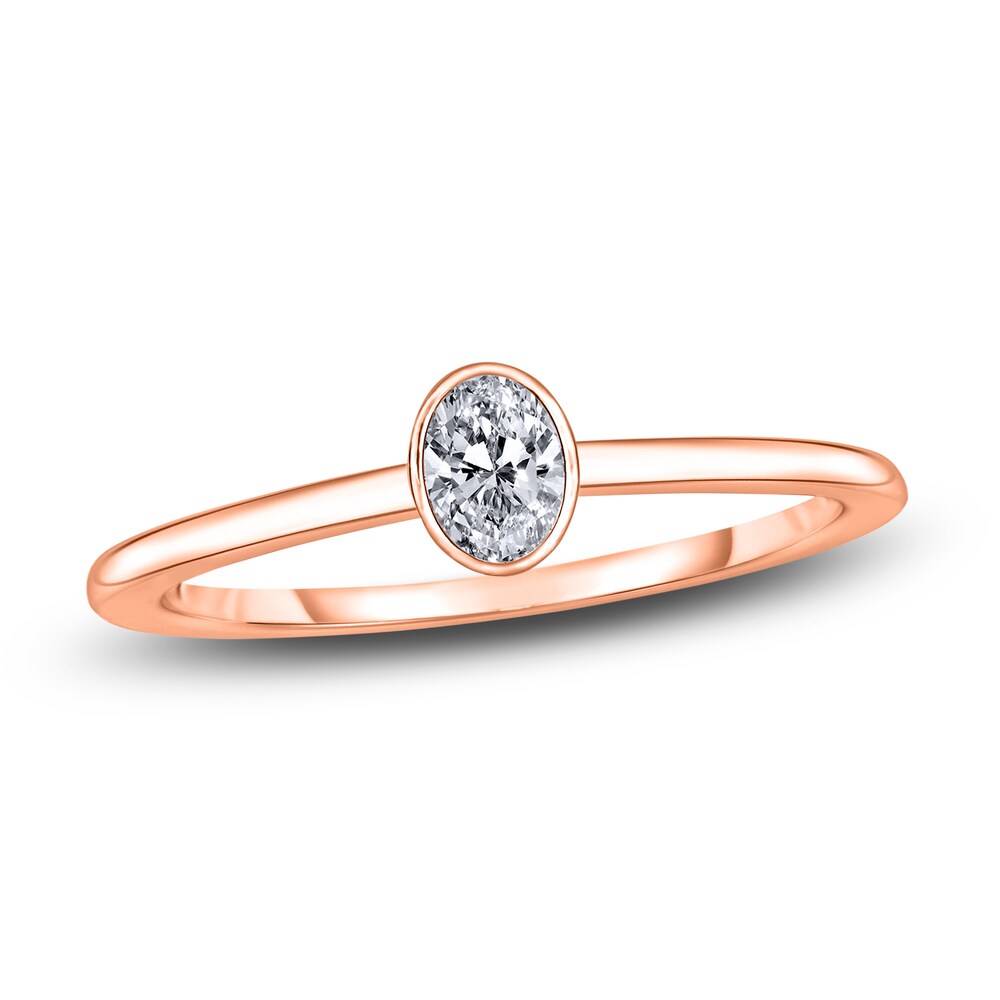 Diamond Solitaire Engagement Ring 1/4 ct tw Bezel-Set Oval 14K Rose Gold (I2/I) vBg5GXAy