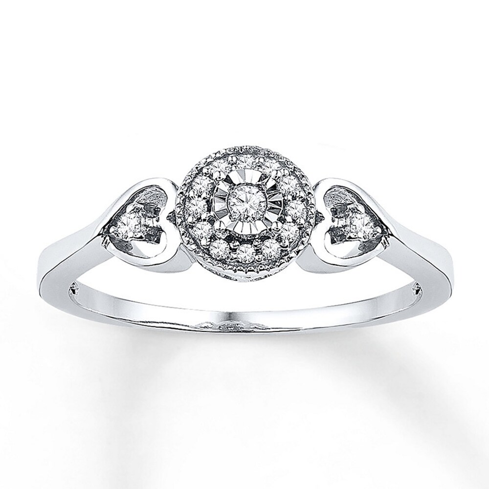 Diamond Promise Ring 1/8 ct tw Round-cut Sterling Silver vDOccpWt