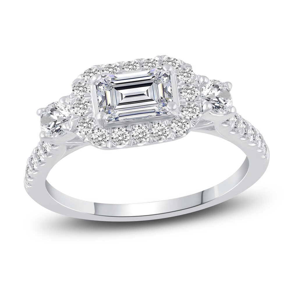 Diamond Engagement Ring 1-1/6 ct tw Emerald/Round Platinum vGNv6B0w